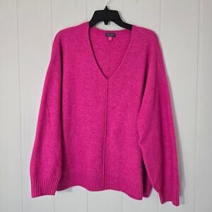 Vince Camuto Pink V-Neck Sweater Pullover Stretch Lightweight Size L
